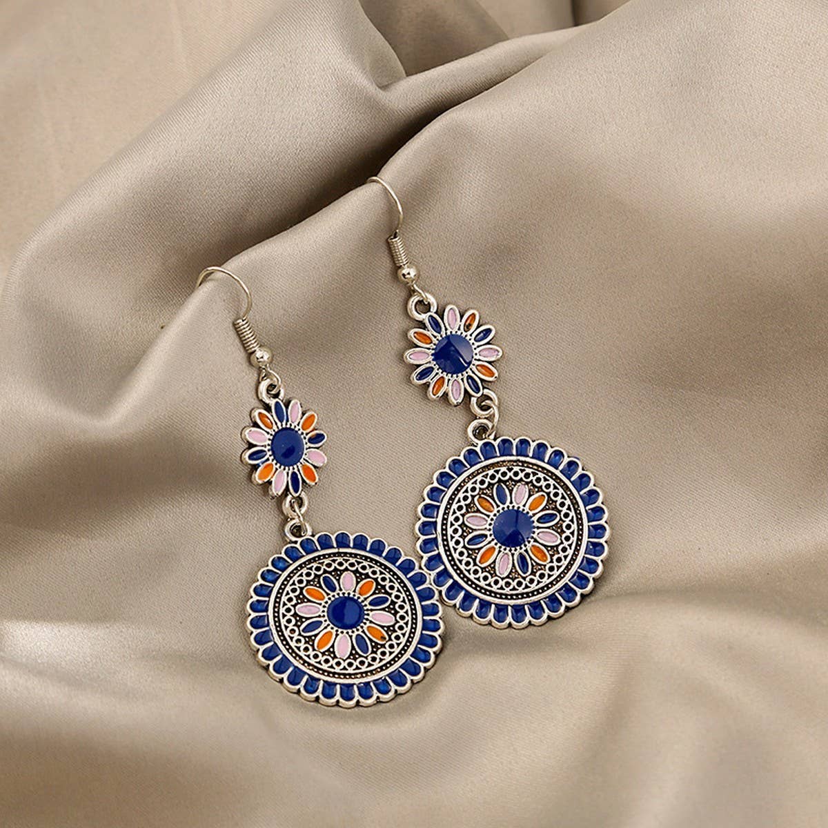EXAGGERATED RETRO BOHEMIAN SUNFLOWER EARRINGS_CWAJE1876