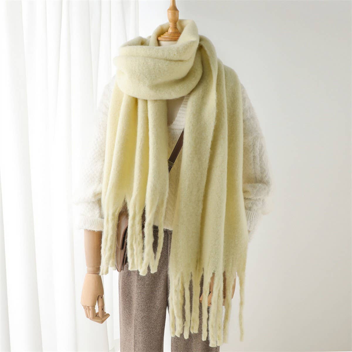 MOHAIR TASSEL SCARF FOR WINTER UNISEX LONG SHAWL_CWASC0965