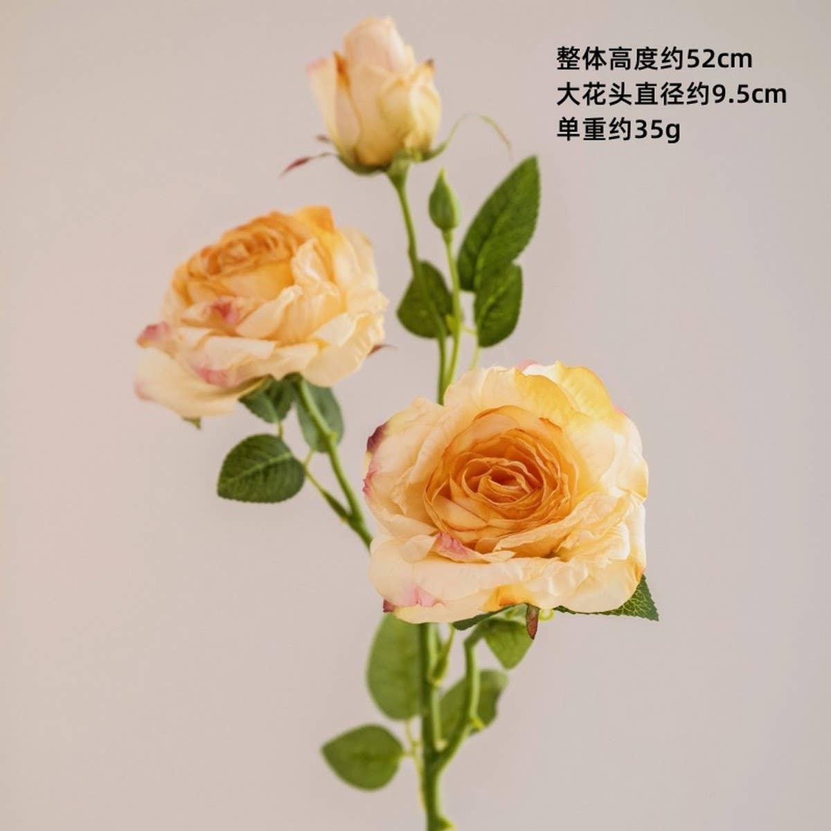2 FLOWER 1 BUD BURNT EDGE DRIED ROSE ARTIFICIAL_CWMM6477