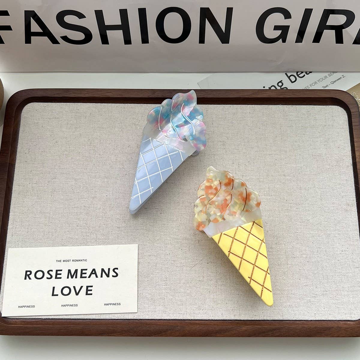 ICE CREAM MACARON ACETATE HAIR CLAW CLIP_CWAHA5770