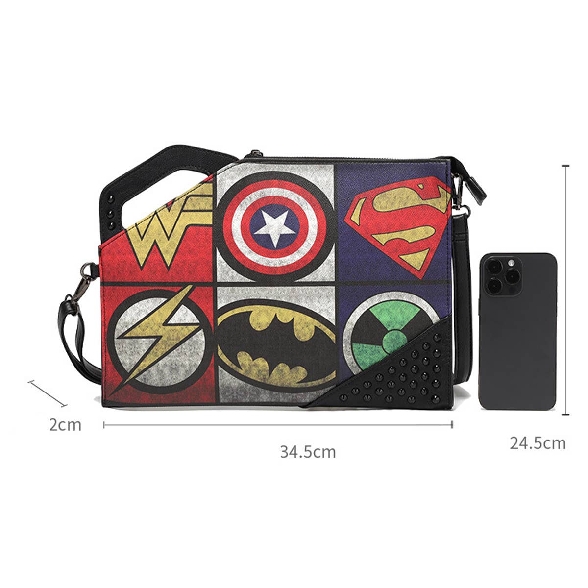 RETRO PRINTED RIVET DECORATION SHOULDER BAG HANDBAG_CWAB1478