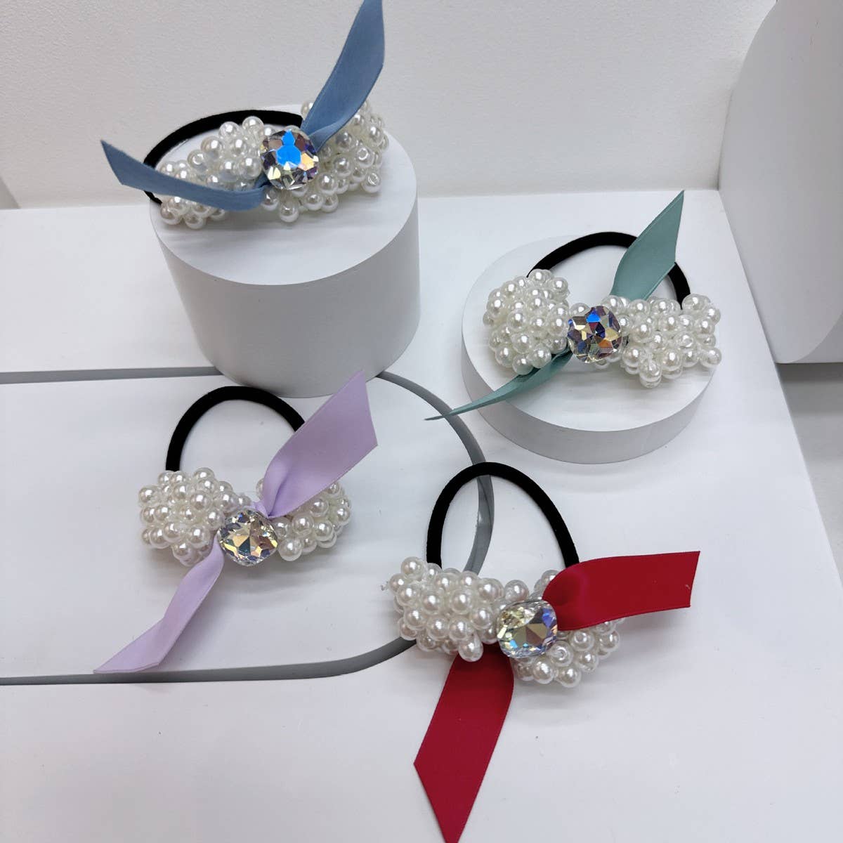 BRAIDED PEARL HAIR TIE NEW ELASTIC HAIR BAND_CWAHA6882