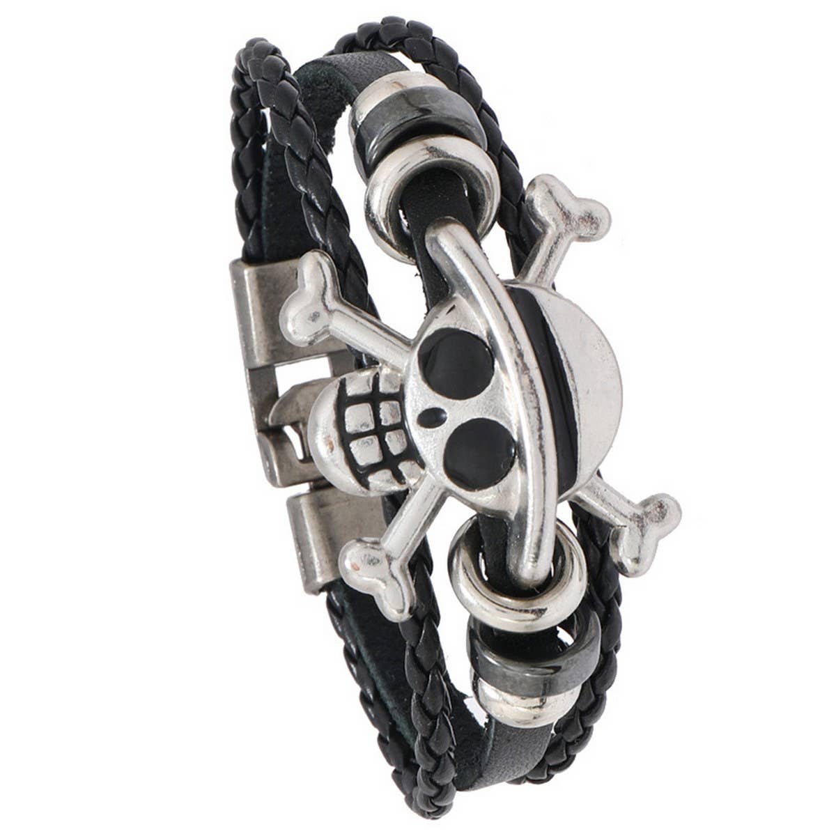 SIMPLE CREATIVE ALLOY SKULL LEATHER BRACELET_CWMM4469