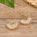 FASHIONABLE HAND WOVEN GREEN FAN EARRINGS_CWAJE4004