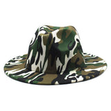 CAMOUFLAGE STRIPED TWEED WIDE BRIM HAT JAZZ HAT_CWAH2560