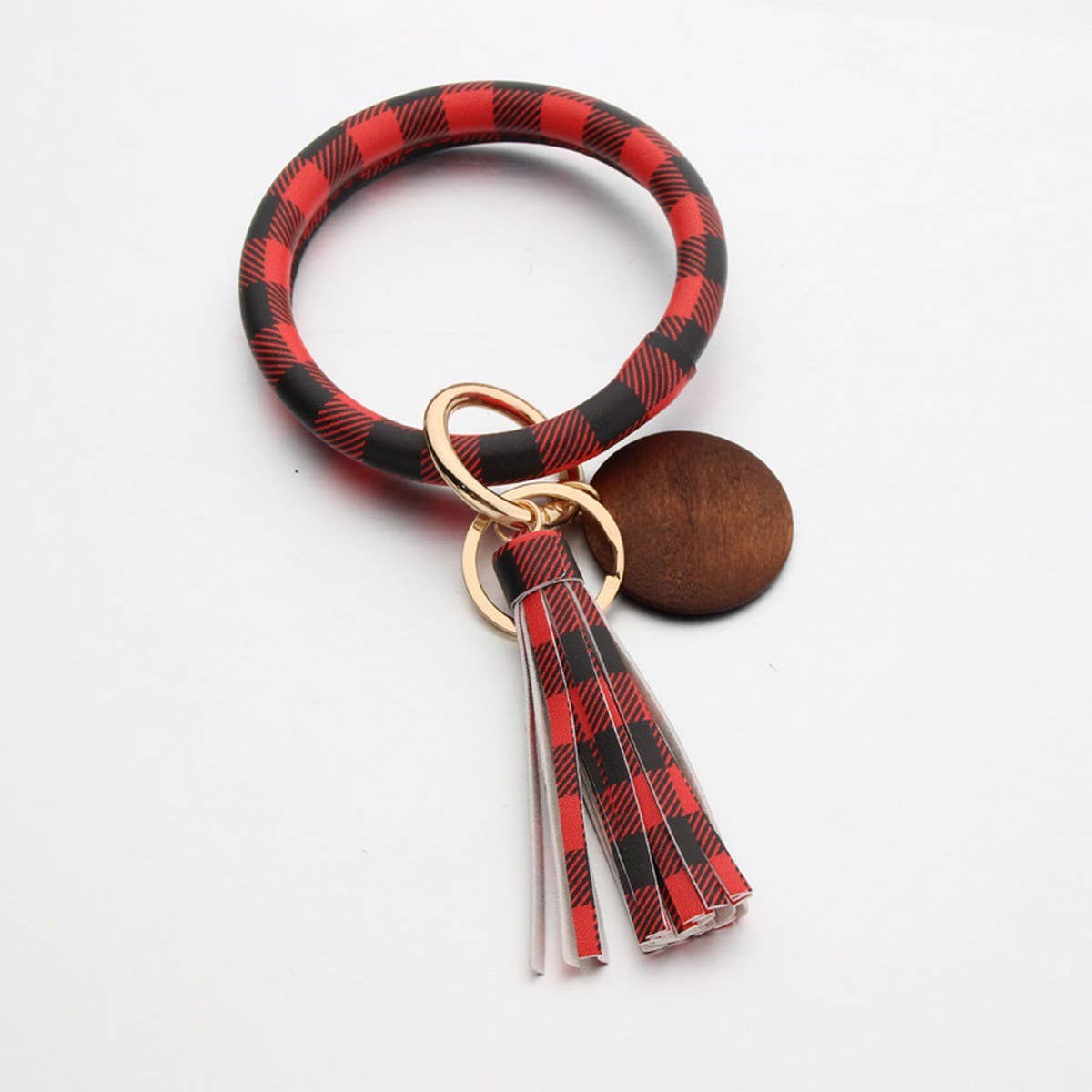 PERSONALIZED LEATHER WRISTLET KEYCHAIN WITH TASSEL_CWMM7024