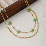 SMILEY FACE FLOWER GLASS BEAD NECKLACE_CWMM3643
