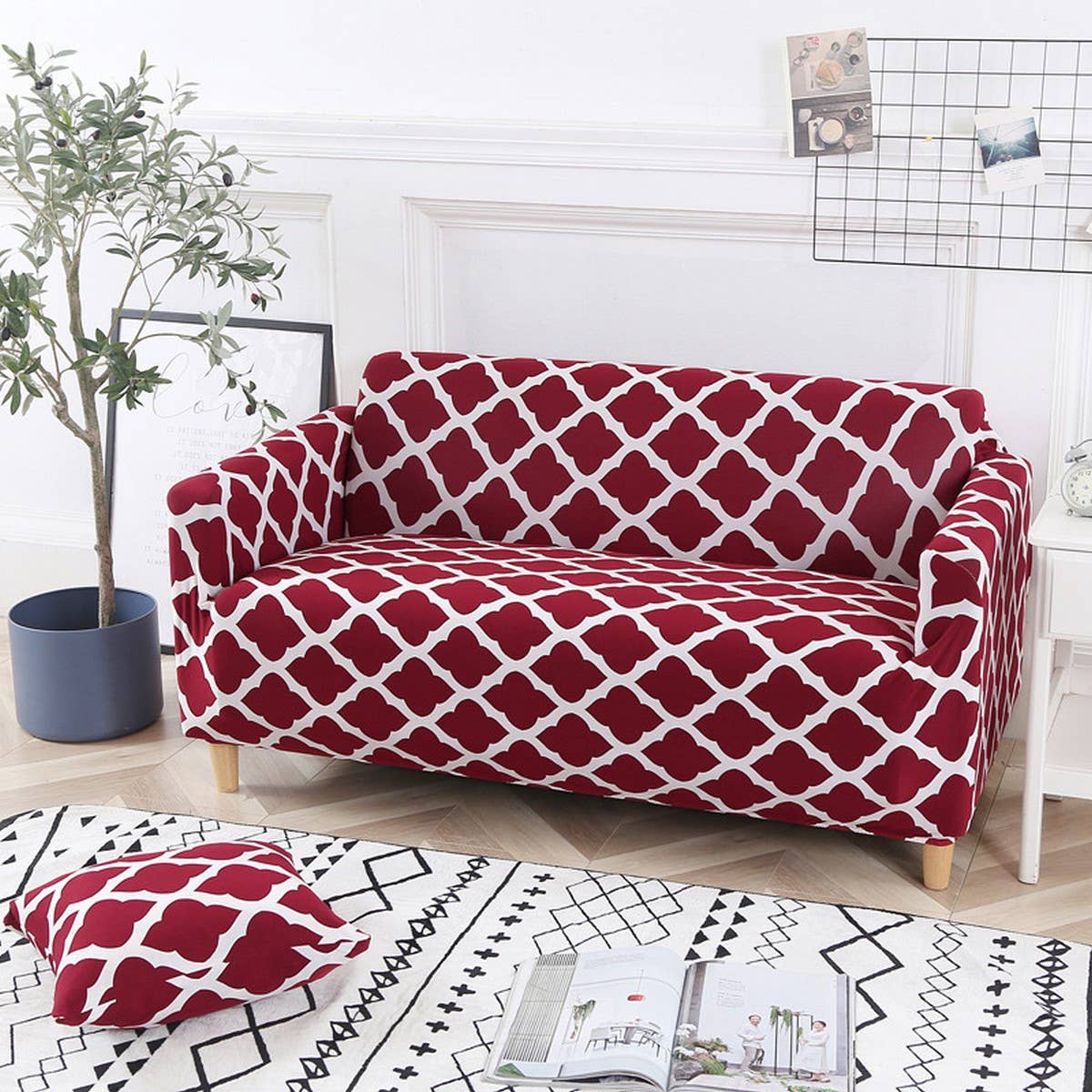 STRETCH SOFA COVER SOLID PRINT ALL IN ONE FIT_CWMM8309