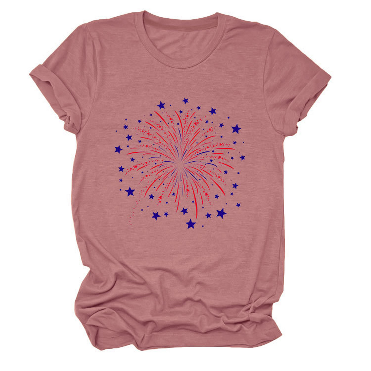 Trendy Loose Star Fireworks Graphic Tee For Women