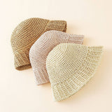 PASTORAL STYLE BEACH STRAW BUCKET HAT_CWAH1416