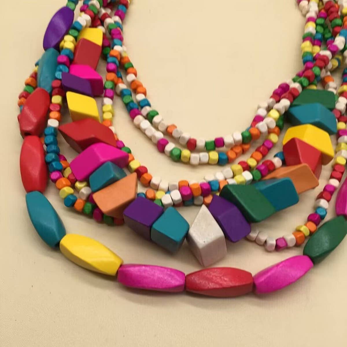 BOHEMIAN MULTI LAYER COLORFUL WOODEN BEAD NECKLACE_CWMM4909