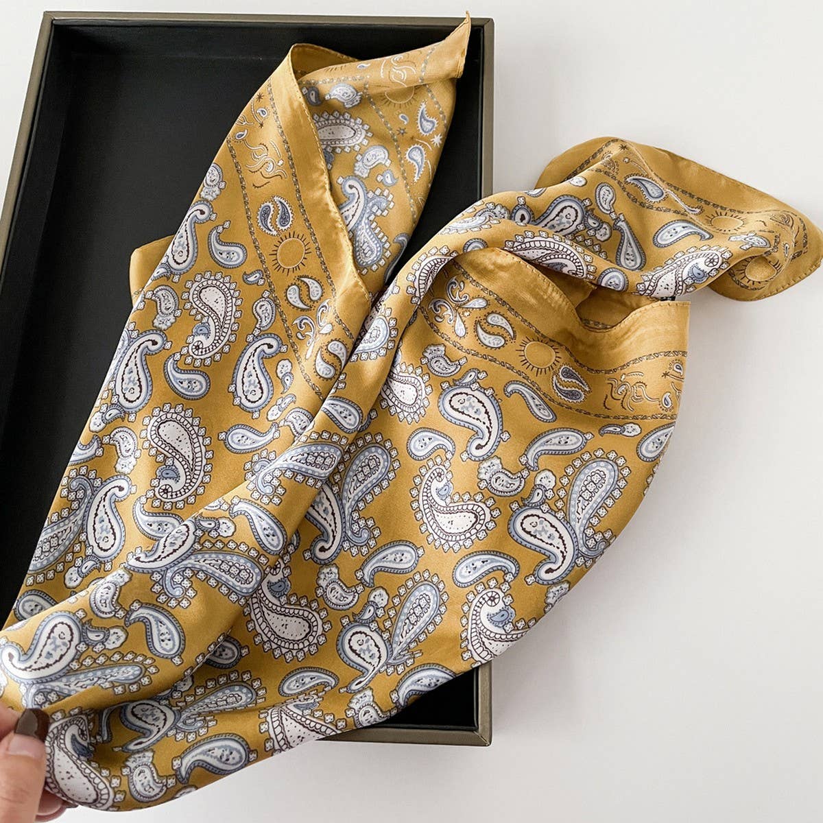 PAISLEY SATIN SQUARE SCARF 70CM NECK HEAD _CWASC0825