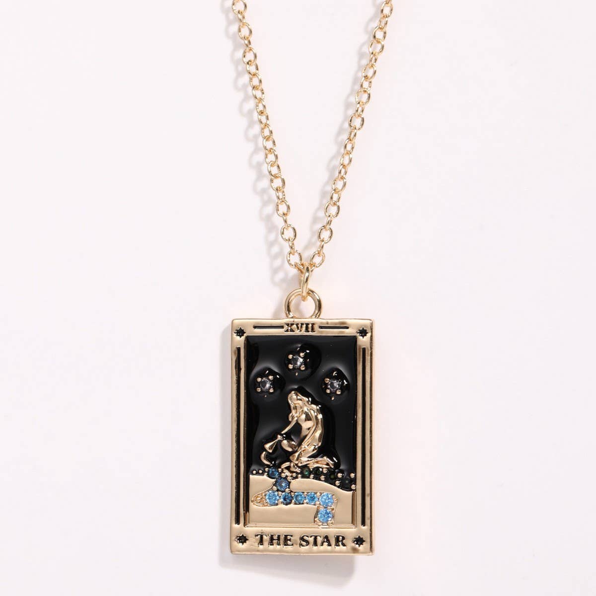 NEW RETRO DIAMOND DROP OIL SQUARE NECKLACE_CWMM3743