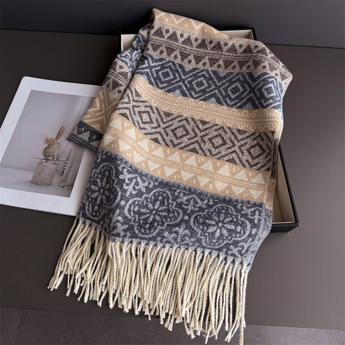 Classic Cashmere Feel Soft Warm Tassel Scarf_Cwasc03243