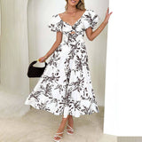 Sweet Off-The-Shoulder Print Puffy Sleeve Dress