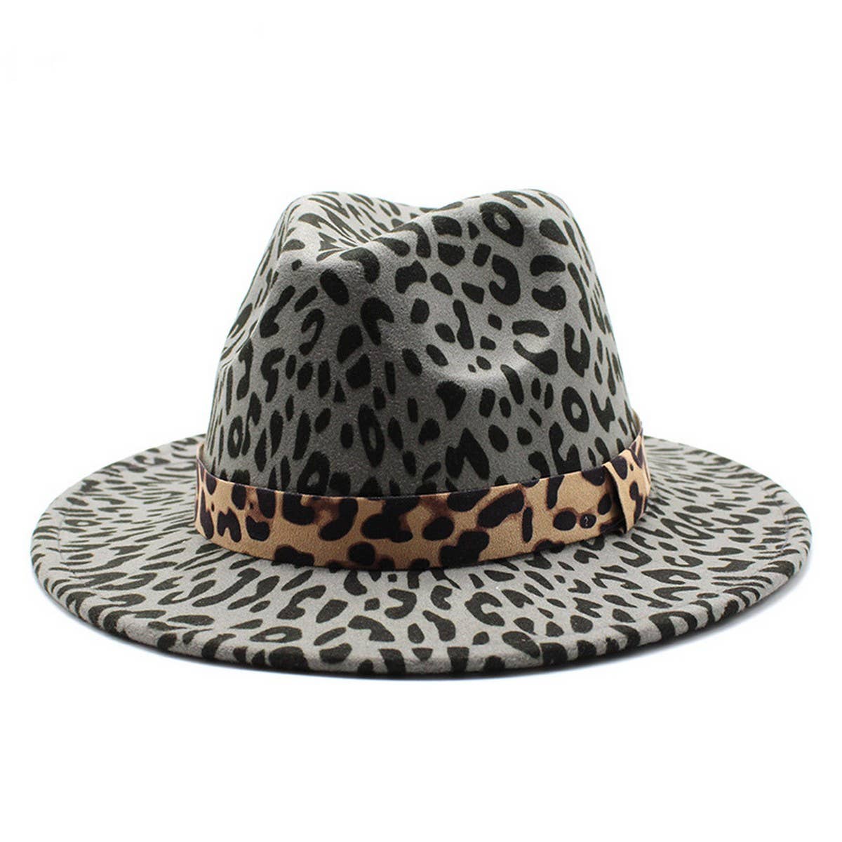 FASHION LEOPARD PRINT WOOLEN HAT JAZZ HAT FELT HAT_CWAH2568