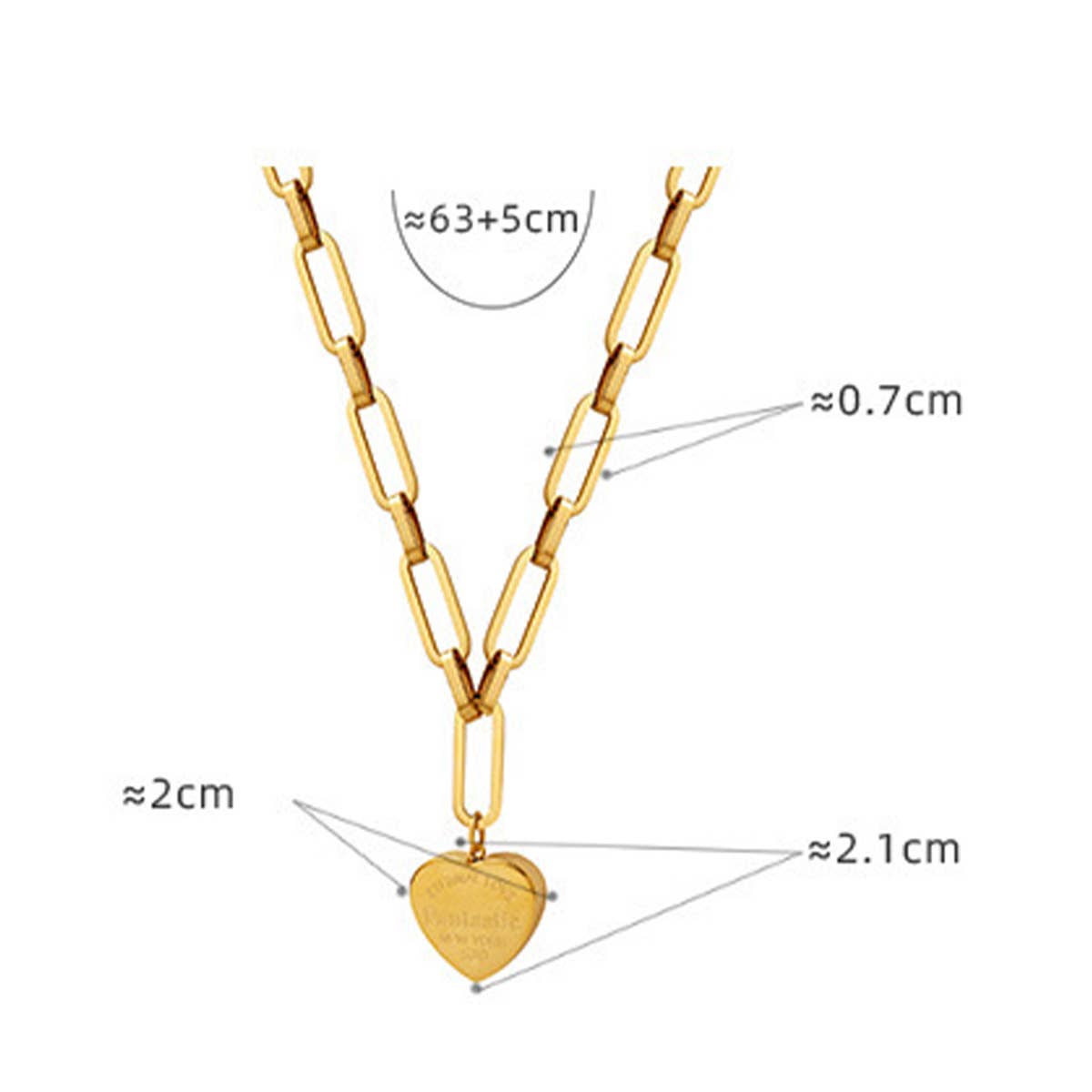 Valentines Day Heart-Shaped Gold-Plated Necklace