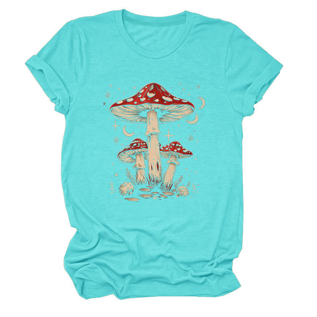 PLAYFUL RED MUSHROOM PRINT WOMENS BASE TEE_CWTTS1510
