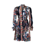 PRINTED PLEATED FASHION TIE CASUAL PLUS SIZE DRESS_CWDSD6160