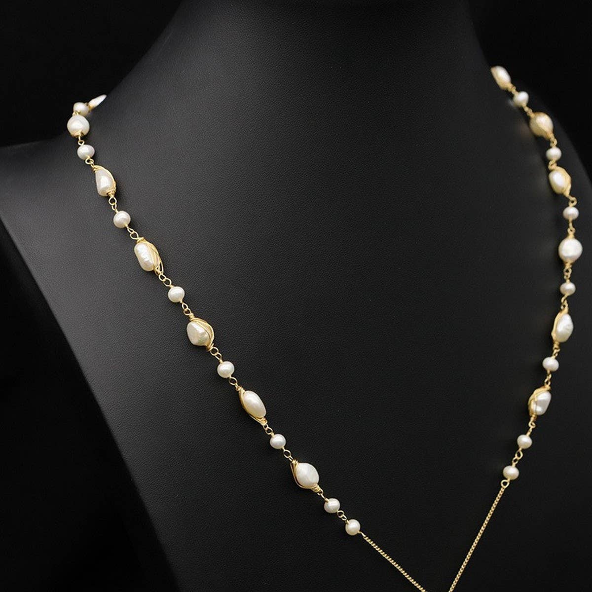 HIGH END ALL MATCH NATURAL PEARL SWEATER NECKLACE_CWAJE3893