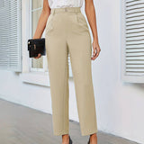 Woven Elastic-Waisted Anti-Wrinkle Suit Pants