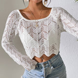 Solid Color Knitted Beach Bikini Swimsuit Smock