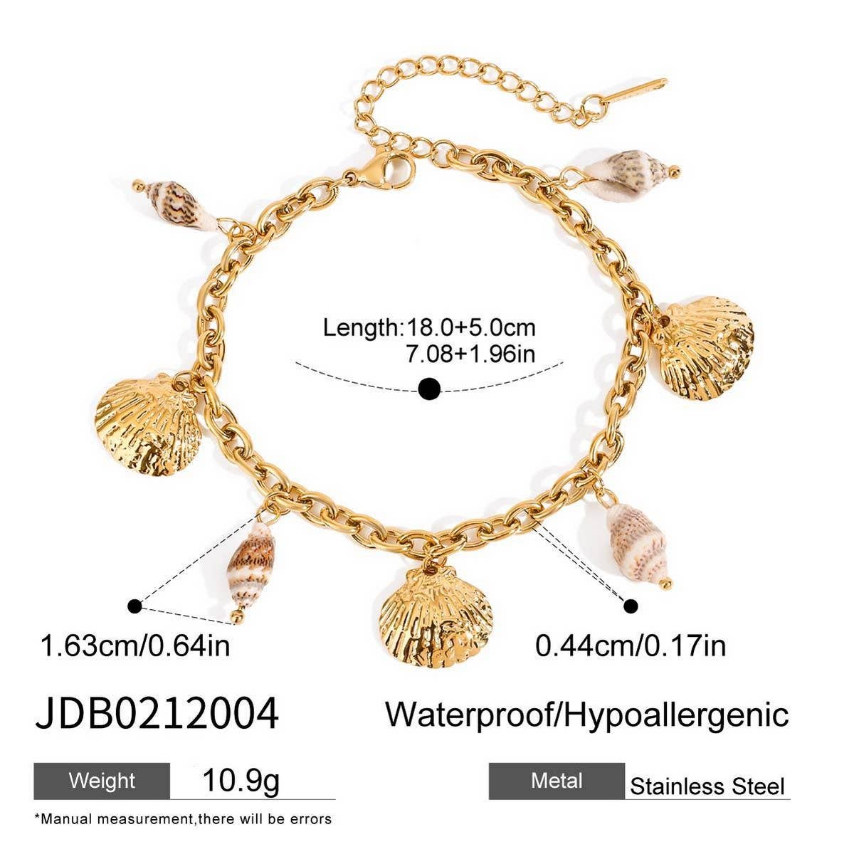 18K GOLD SEASHELL PENDANT BRACELET OCEAN STYLE_CWAJE4669