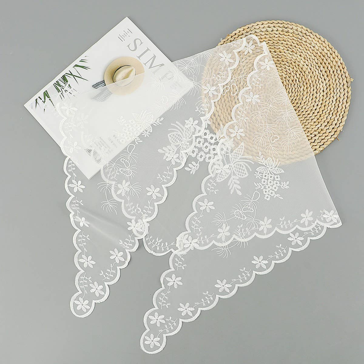LACE PRINT BREATHABLE TRIANGLE SCARF VEIL_CWMM1992