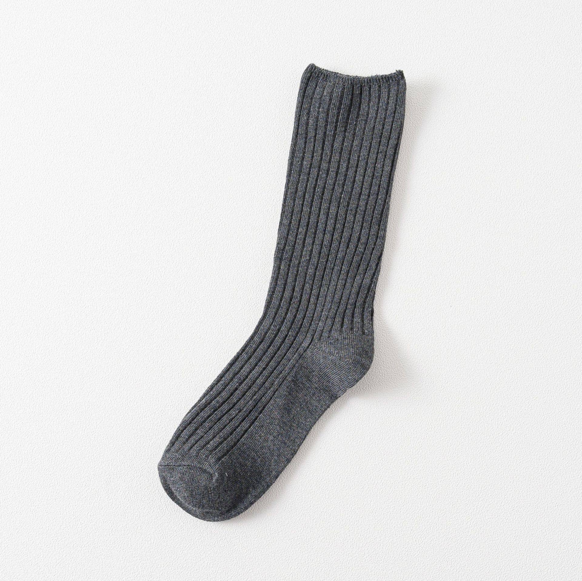 SOLID COLOR VERTICAL STRIPES COTTON CREW SOCKS_CWMS074