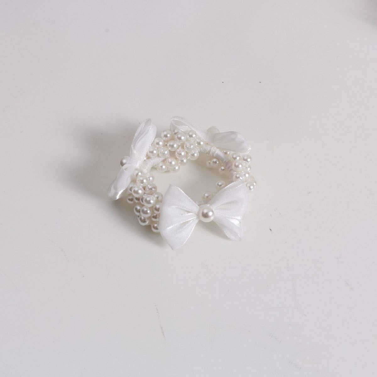BOHO BOW PEARL SCRUNCHIE SWEET SUMMER HAIR TIE_CWAHA6778
