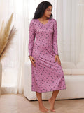 V-Neck Love Print Long-Sleeved Nightdress