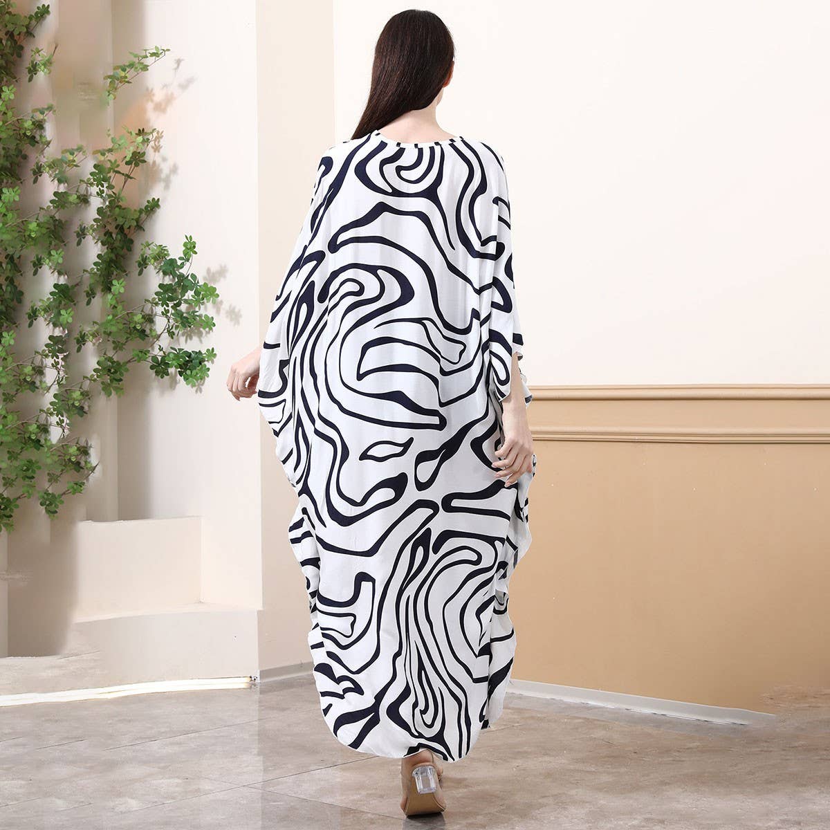 Zebra Print Rayon Beachver-Up Withven Front_Cwmm6158