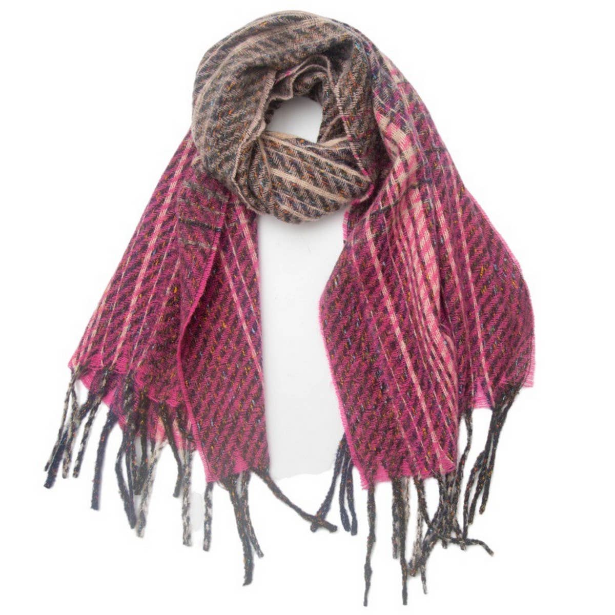 GRADIENT FRINGE SCARF FALL WINTER JACQUARD WRAP_CWASC0874