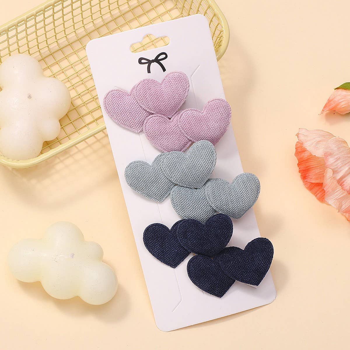 CUTE HEART HAIR CLIP SET FOR GIRLS WARM COLORS_CWAHA6726