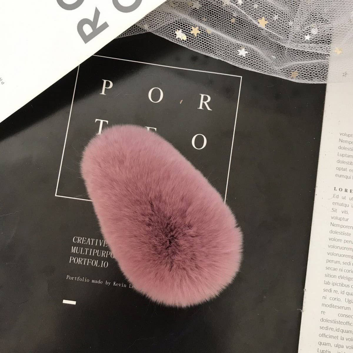 FURRY MINK HAIR CLIP CUTE FLUFFY BB BARRETTE_CWAHA3308