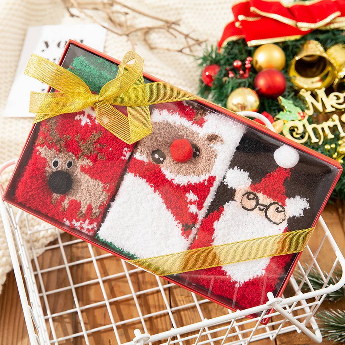 3 PAIRS OF GIFT BOX PARENT CHILD MIDDLE TUBE SOCKS_CWMS0971