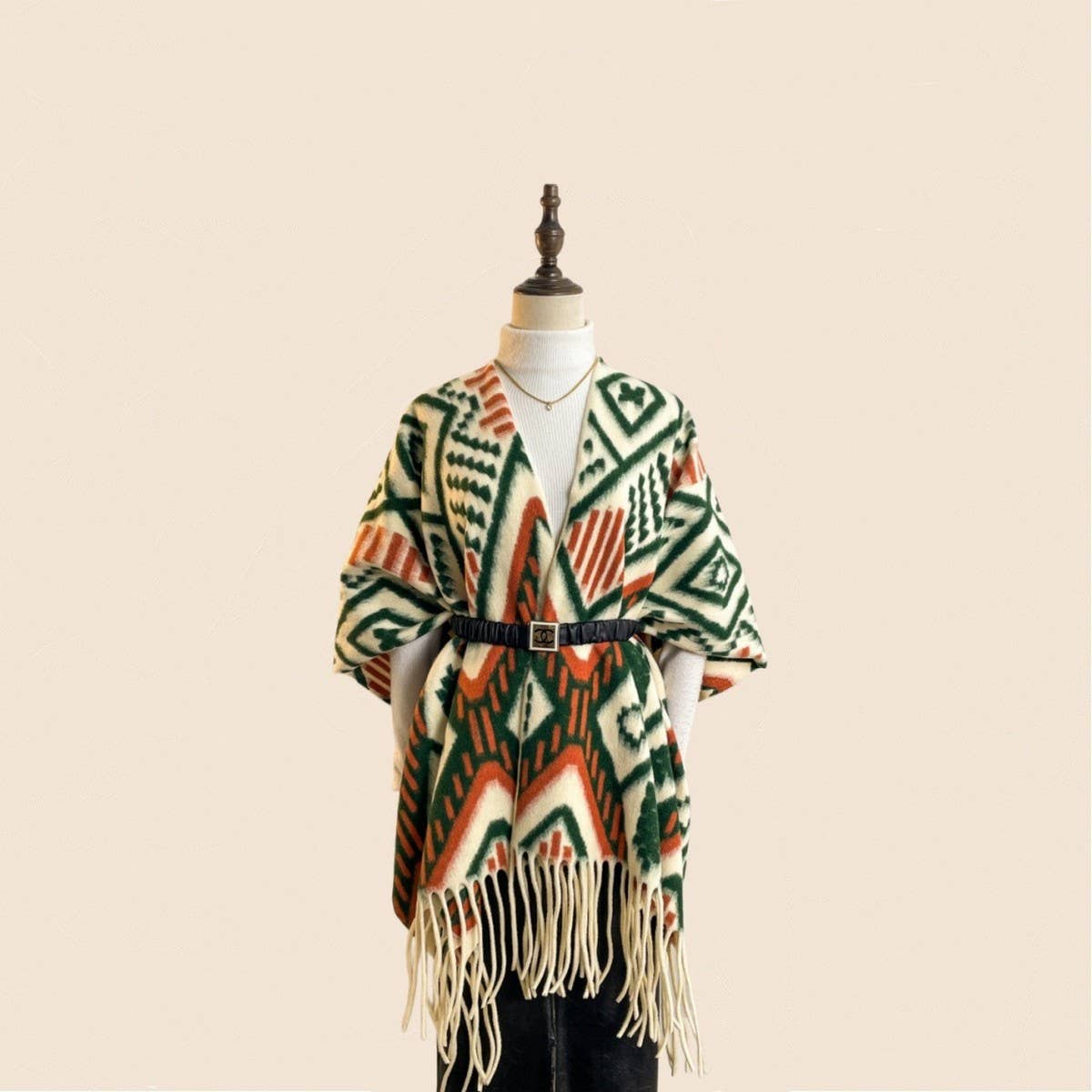 Thick Open-Side Shawl Women Winter Poncho_Cwocasl00094