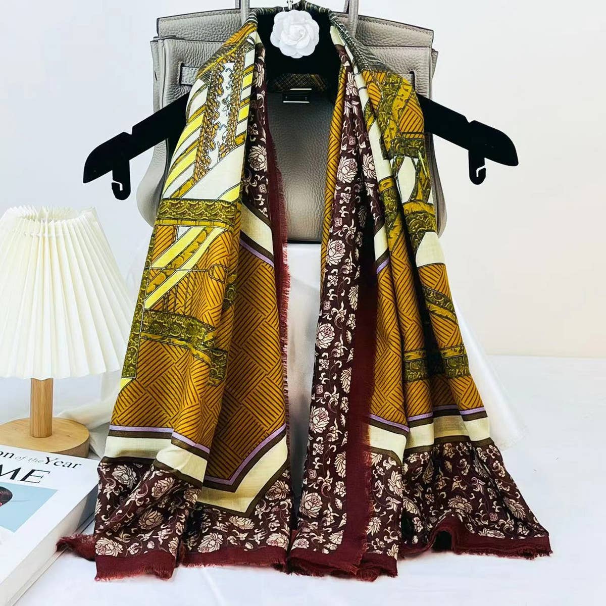 BOLD FLORAL ANIMAL SILK BLEND WRAP_CWASC0890