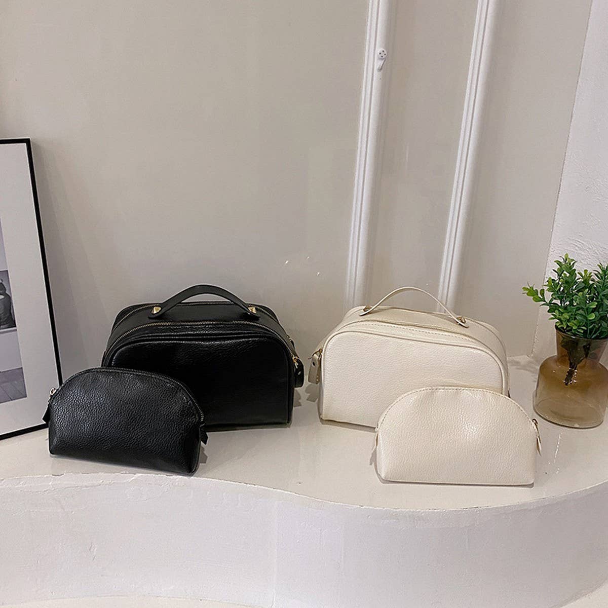 SIMPLE LEATHER MOTHER AND CHILD COSMETIC BAG_CWAB4436