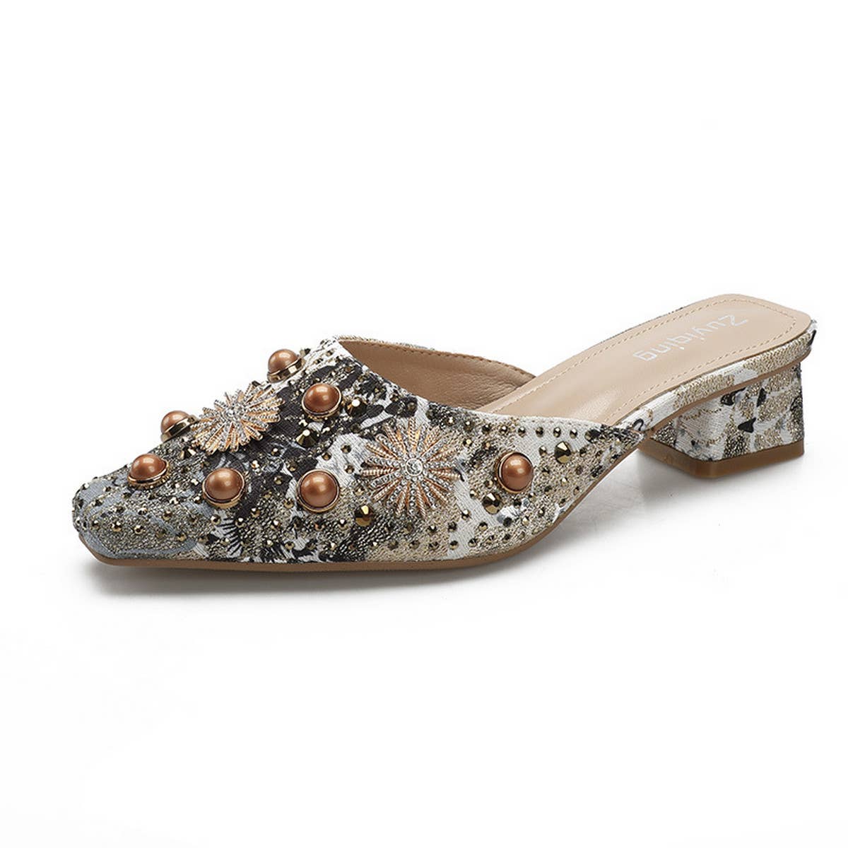 Fashionable Square Toe Medium Heel Half Slippers_Cwshs0708