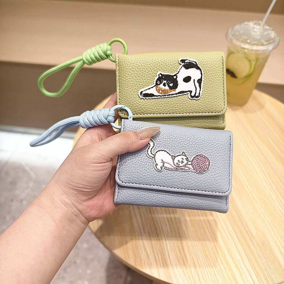 Cute Cartoon Cat Patch Trifold Short Wallet_Cwab06200