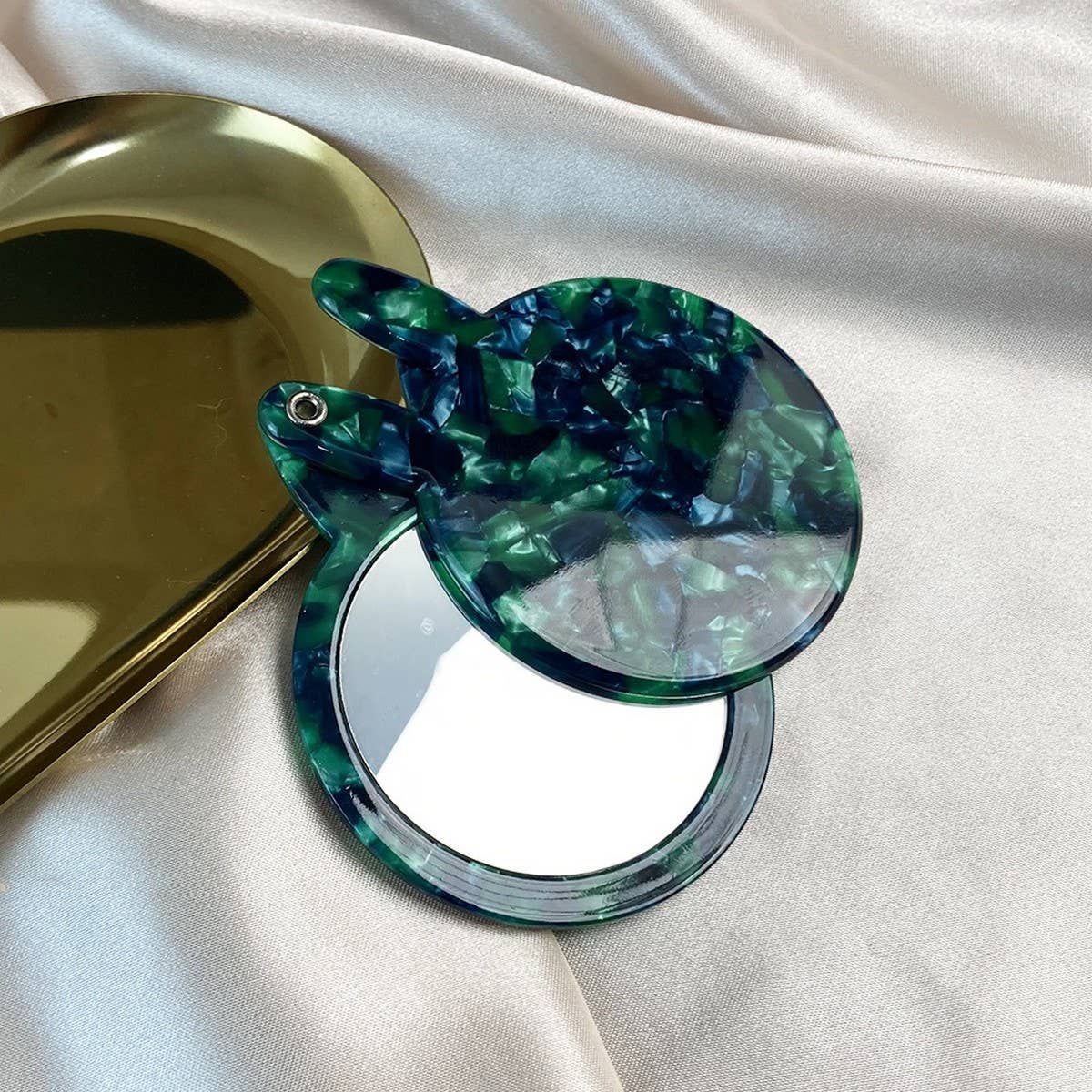 MULTICOLOR ACETATE RABBIT SHAPED MAKEUP MIRROR_CWMM6392