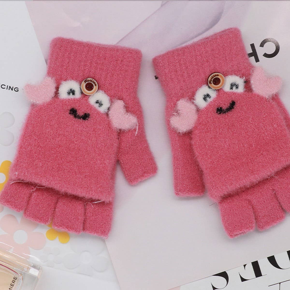 CARTOON CHILDREN STUDENT WARM FLIP GLOVES_CWAG0167