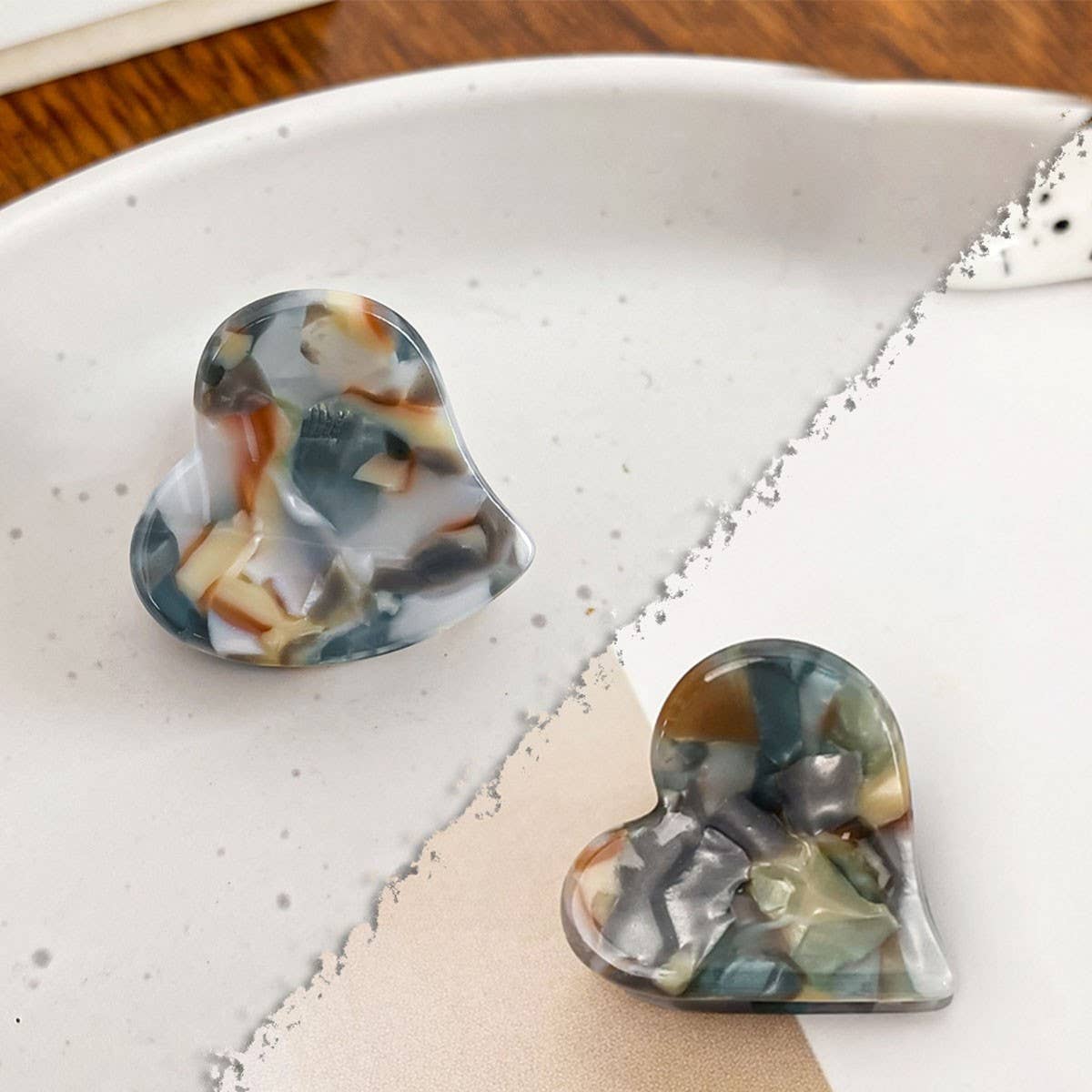 MINI HEART ACETATE CLAW CLIP ELEGANT SIDE CLIP_CWAHA0732