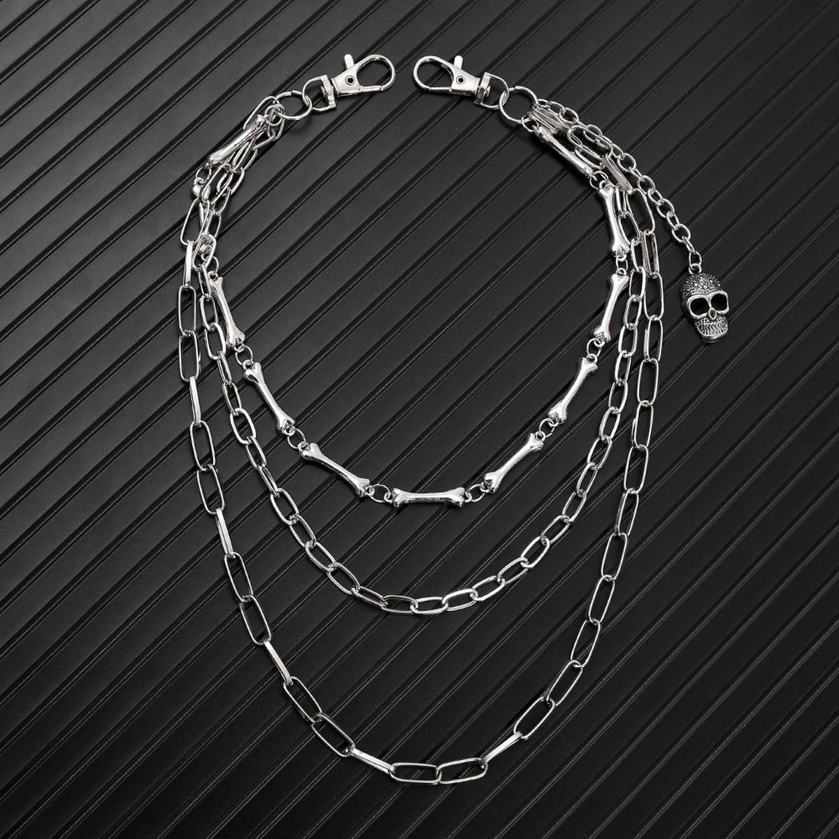 PERSONALIZED MULTI LAYERED DENIM METAL CHAIN_CWMM4887