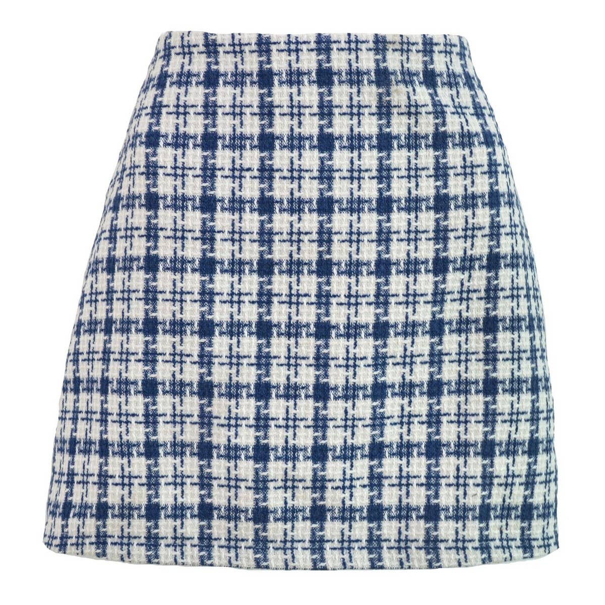 RETRO CHECKERED A LINE SHORT WOOLEN SKIRT_CWBSS0393