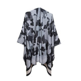 CAMOUFLAGE STRIPED WARM SPLIT SHAWL CLOAK_CWASC0284