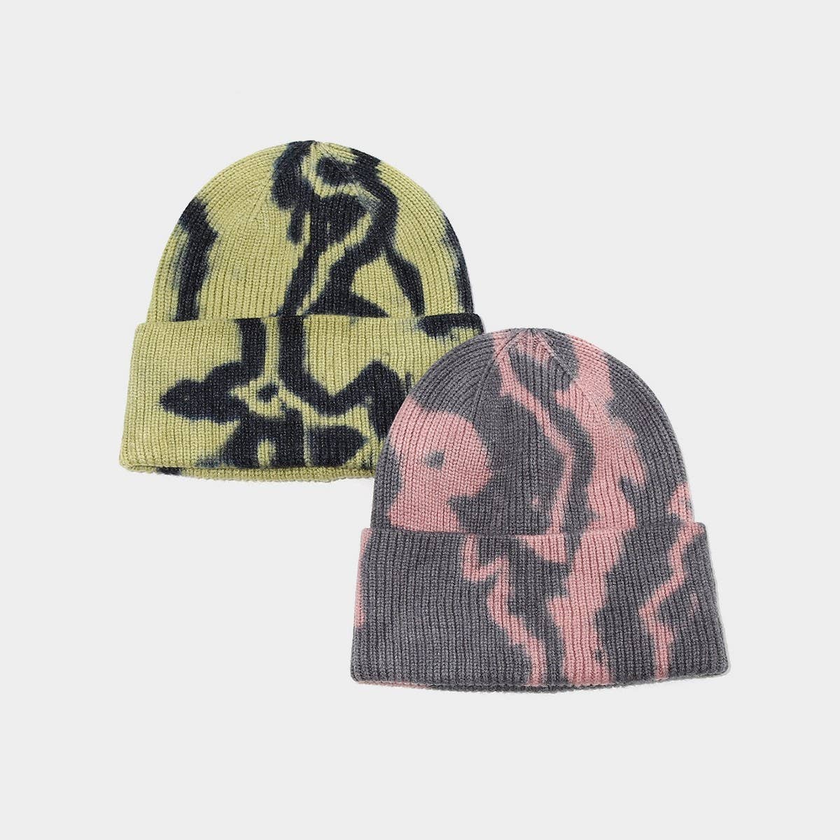 Tie Dye Knit Beanie Women Street Style Winter_Cwah04733