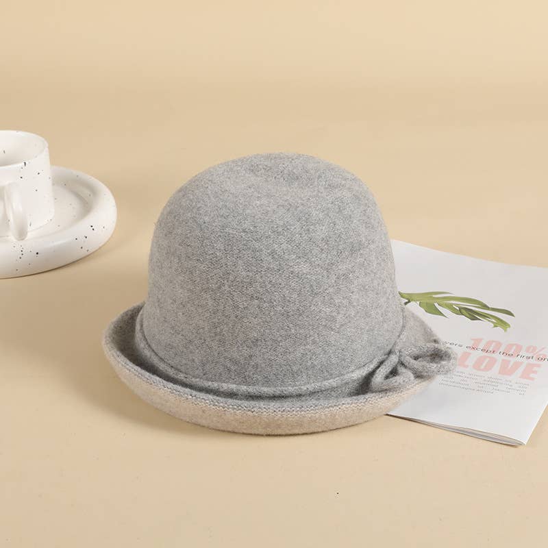 Women Fashion Warm Curling Felt Hat Bucket Hat_Cwah0605