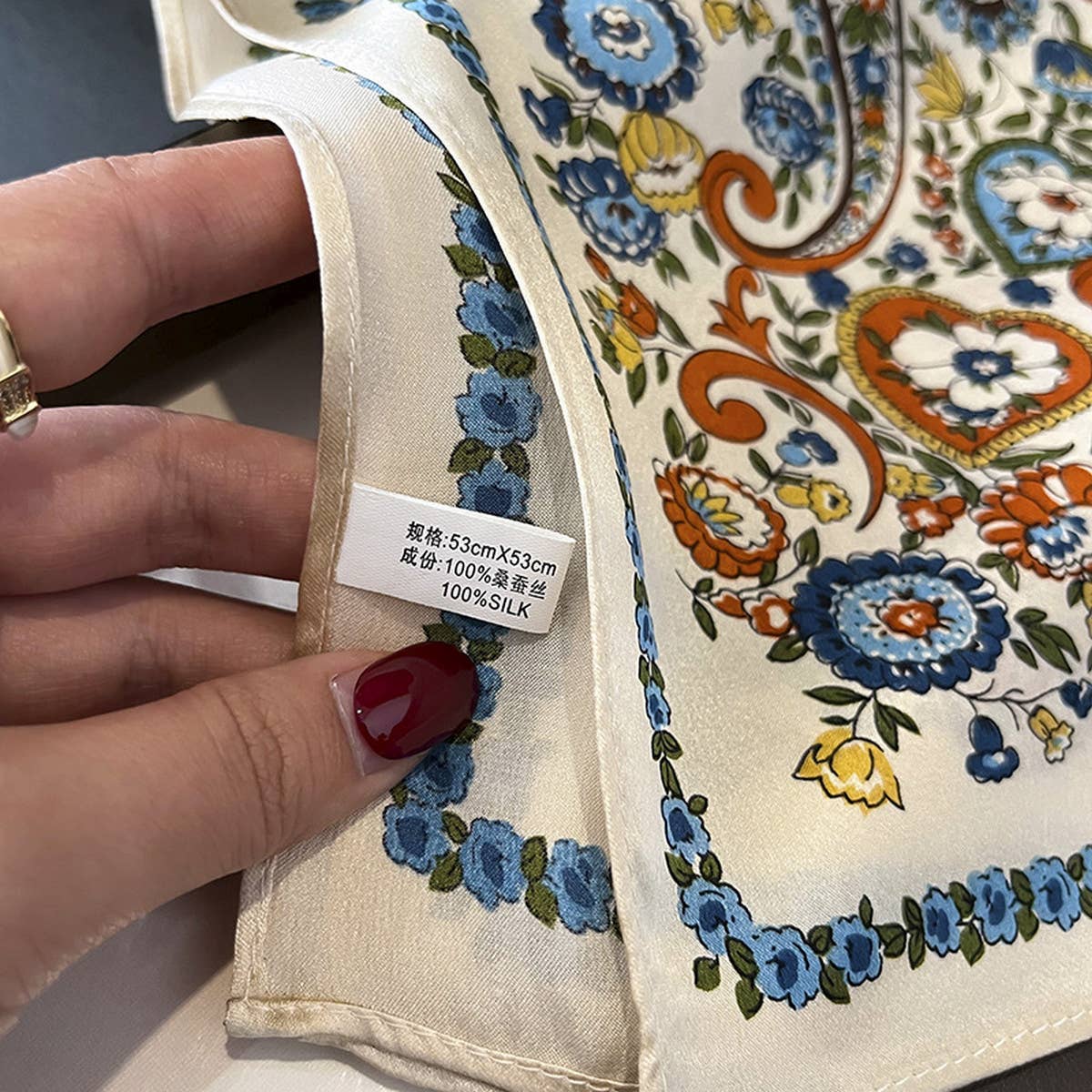 100% SILK FLORAL SCARF SQUARE VERSATILE GIFT_CWASC0544